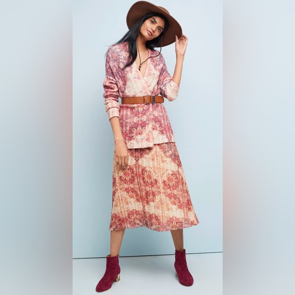 Anthropologie | Akimi + Kim Laurel Canyon Laurel Canyon A-line Boho Midi Skirt. - Picture 4 of 11